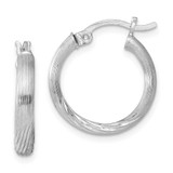 Image of 19mm Sterling Silver Rhodium-Plated Satin Finished Shiny-Cut Hoop Earrings QE4430