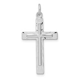 Image of Sterling Silver Rhodium-plated Shiny-cut Cross Pendant QC9700