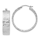 Image of 31mm Sterling Silver Rhodium-Plated Shiny-Cut Hinged Hoop Earrings QE11518
