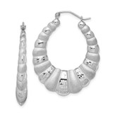 Image of 37mm Sterling Silver Rhodium-Plated Shiny-Cut Scalloped Hoop Earrings QE4692