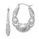 Image of 34mm Sterling Silver Rhodium-Plated Shiny-Cut Scalloped Hoop Earrings QE4729