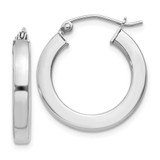 Image of 22mm Sterling Silver Rhodium-Plated Square Hoop Earrings QE4514