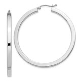 Image of 47mm Sterling Silver Rhodium-Plated Square Hoop Earrings QE4515