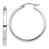 Image of 32mm Sterling Silver Rhodium-Plated Square Tube Hoop Earrings QE4522