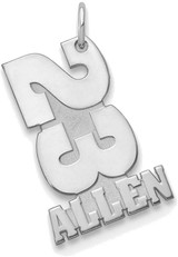 Image of Sterling Silver Rhodium-plated Stacked Number and Name Charm