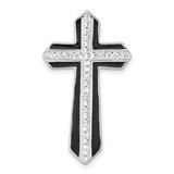 Image of Sterling Silver Rhodium-Plated Stellux Crystal & Enamel Cross Slide Pendant