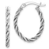 Image of 25.5mm Sterling Silver Rhodium-Plated Twisted Hoop Earrings QE14131