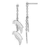 Image of Sterling Silver Rhodium-Plated Two Birds Dangle Post Earrings