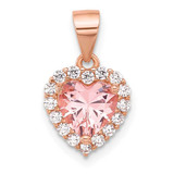 Image of Sterling Silver Rose-plated Crystal Heart Pendant