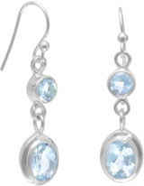 Image of Sterling Silver Round and Oval Blue Topaz Earrings on French Wire