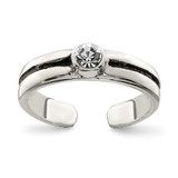 Image of Sterling Silver Round Single CZ Antiqued Toe Ring