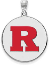 Image of Sterling Silver Rutgers XL Enamel Disc Pendant by LogoArt (SS022RUT)