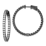 Image of 34mm Sterling Silver Ruthenium-Plated CZ In and Out Round Hoop Earrings
