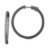 Image of 32mm Sterling Silver Ruthenium-Plated In and Out CZ Round Hoop Earrings