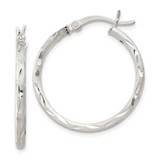 Image of 27mm Sterling Silver Satin Finish Shiny-Cut Hinged Hoop Earrings QE11495