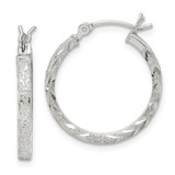 Image of 20.85mm Sterling Silver Shiny-Cut Hoop Earrings QE14135