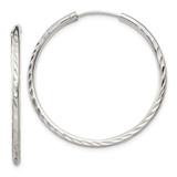 Image of 35mm Sterling Silver Shiny-Cut Hoop Earrings QE4656