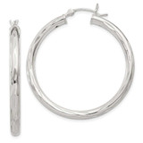 Image of 39mm Sterling Silver Shiny-Cut Satin Polished Hoop Earrings QE1967