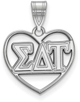 Image of Sterling Silver Sigma Delta Tau Heart Pendant by LogoArt (SS008SDT)