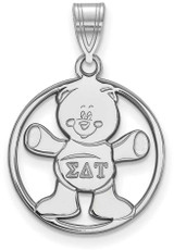 Image of Sterling Silver Sigma Delta Tau Small Circle Pendant by LogoArt (SS041SDT)