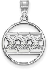 Image of Sterling Silver Sigma Sigma Sigma Small Circle Pendant by LogoArt (SS011SSS)