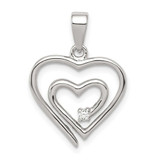 Image of Sterling Silver Single CZ Heart Pendant