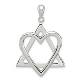 Image of Sterling Silver Star Of David Heart Pendant
