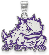 Image of Sterling Silver Texas Christian University Large Enamel Pendant LogoArt SS027TCU