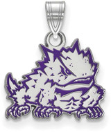 Image of Sterling Silver Texas Christian University Small Enamel Pendant LogoArt SS026TCU