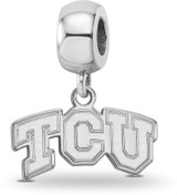 Image of Sterling Silver Texas Christian University XSmall Dangle Bead LogoArt SS014TCU