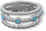 Image of Sterling Silver Twist, Beaded and Synthetic Opal Ring