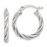 Image of 21.86mm Sterling Silver Twisted & Textured Hoop Earrings QE14117