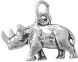 Image of Sterling Silver Two Horned Rhinoceros Charm