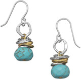 Image of Sterling Silver Two Tone Simulated Turquoise Drop Earrings