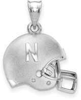 Image of Sterling Silver U of Nebraska 3D Football Helmet w/ Logo Pendant by LogoArt