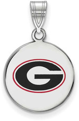 Image of Sterling Silver University of Georgia Medium Enamel Disc Pendant by LogoArt