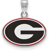 Image of Sterling Silver University of Georgia Small Enamel Pendant by LogoArt