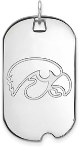 Image of Sterling Silver University of Iowa Large Dog Tag by LogoArt