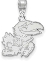 Image of Sterling Silver University of Kansas Medium Pendant by LogoArt (SS067UKS)