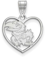 Image of Sterling Silver University of Kansas Pendant in Heart by LogoArt