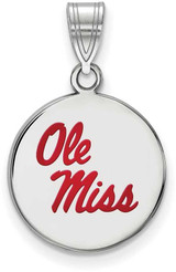 Image of Sterling Silver University of Mississippi Medium Enamel Disc Pendant by LogoArt