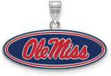 Image of Sterling Silver University of Mississippi Medium Enamel Pendant by LogoArt