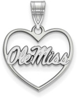 Image of Sterling Silver University of Mississippi Pendant in Heart by LogoArt