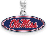 Image of Sterling Silver University of Mississippi Small Enamel Pendant LogoArt SS031UMS