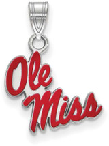 Image of Sterling Silver University of Mississippi Small Enamel Pendant LogoArt SS056UMS
