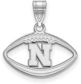 Image of Sterling Silver University of Nebraska Pendant in Football by LogoArt