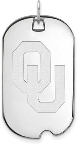 Image of Sterling Silver University of Oklahoma Large Dog Tag by LogoArt (SS029UOK)
