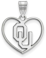 Image of Sterling Silver University of Oklahoma Pendant in Heart by LogoArt