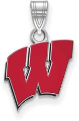 Image of Sterling Silver University of Wisconsin Small Enamel Pendant by LogoArt