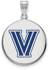 Image of Sterling Silver Villanova University Large Enamel Disc Pendant LogoArt SS026VIL